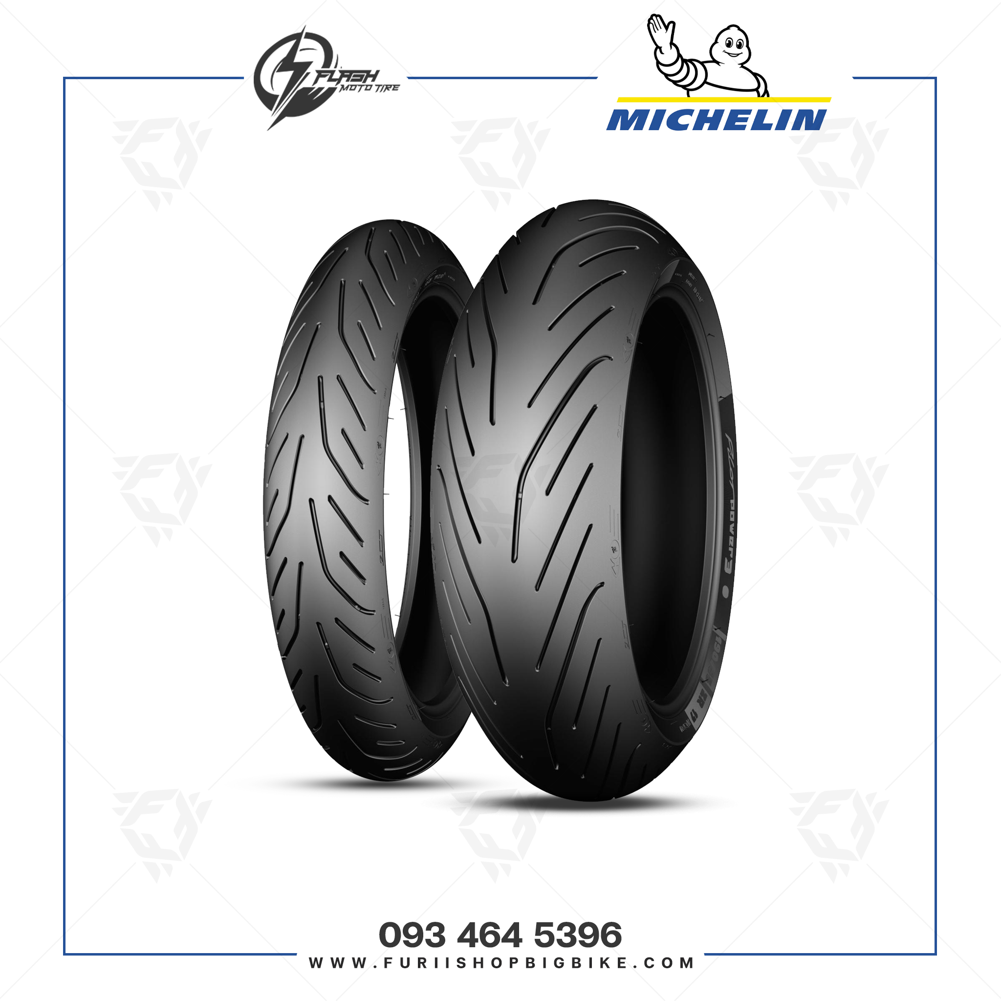 ยาง/ยางรถมอเตอร์ไซค์/ยางบิ๊กไบค์ MICHELIN PILOT POWER 3 SCOOTER : 160/60 R15 M/C 67H F