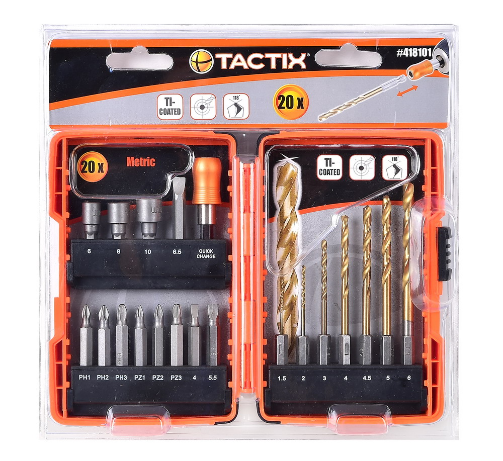 ดอกสว่านชุดหัวขัน 20ตัว 418101 TACTIX