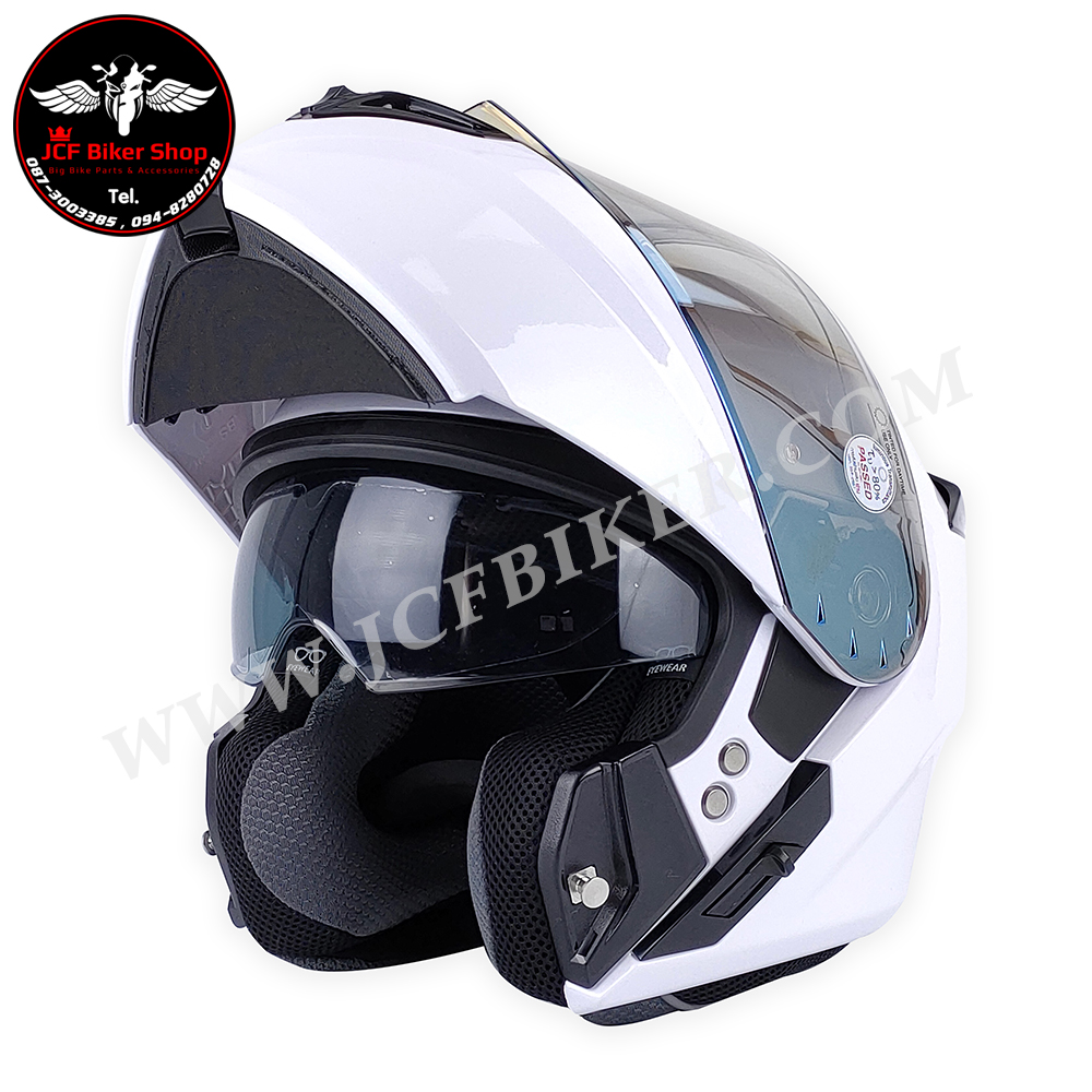หมวกกันน็อคเต็มใบเปิดคางได้ หมวกกันน็อค Bilmola Helmet รุ่น Explorer Flip-up 2024 สี PLAIN PEARL WHITE
