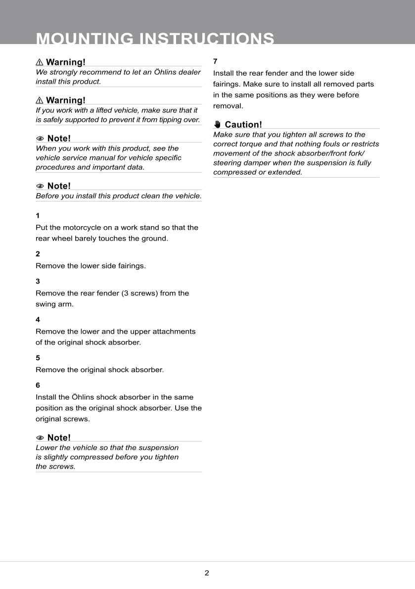 โช๊คหลัง OHLINS Sweden HO469 For Honda CBR600RR 2007-2018
