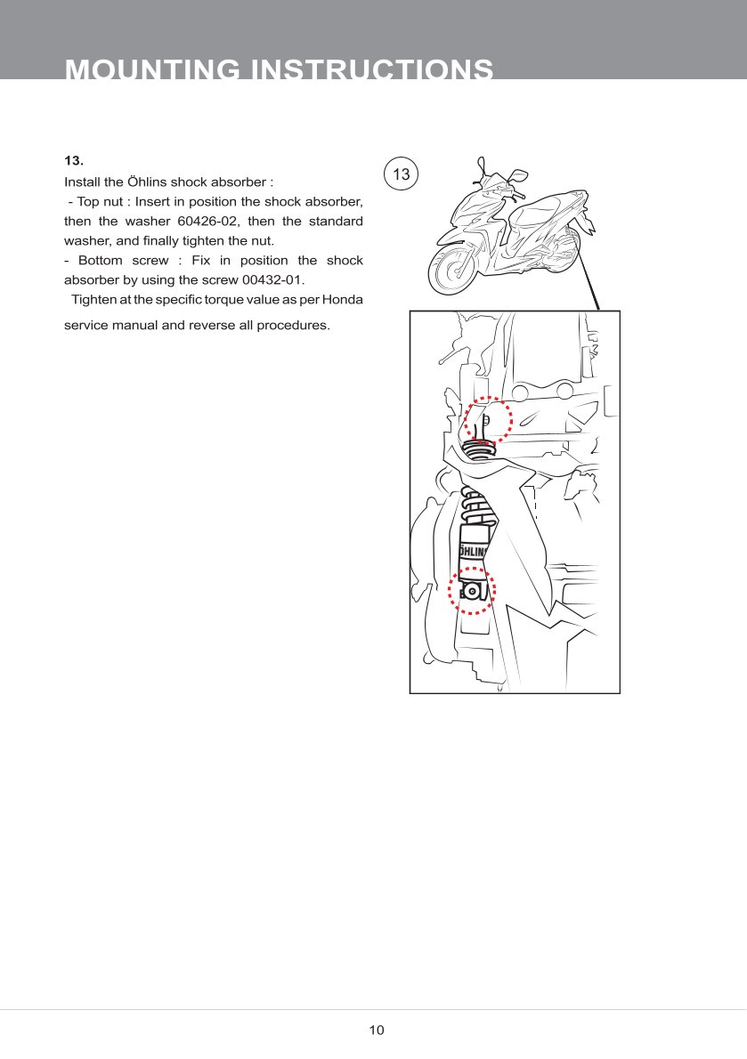 โช๊คหลังแต่ง Ohlins HO545 For Honda Click 125i ปี 2015-2017