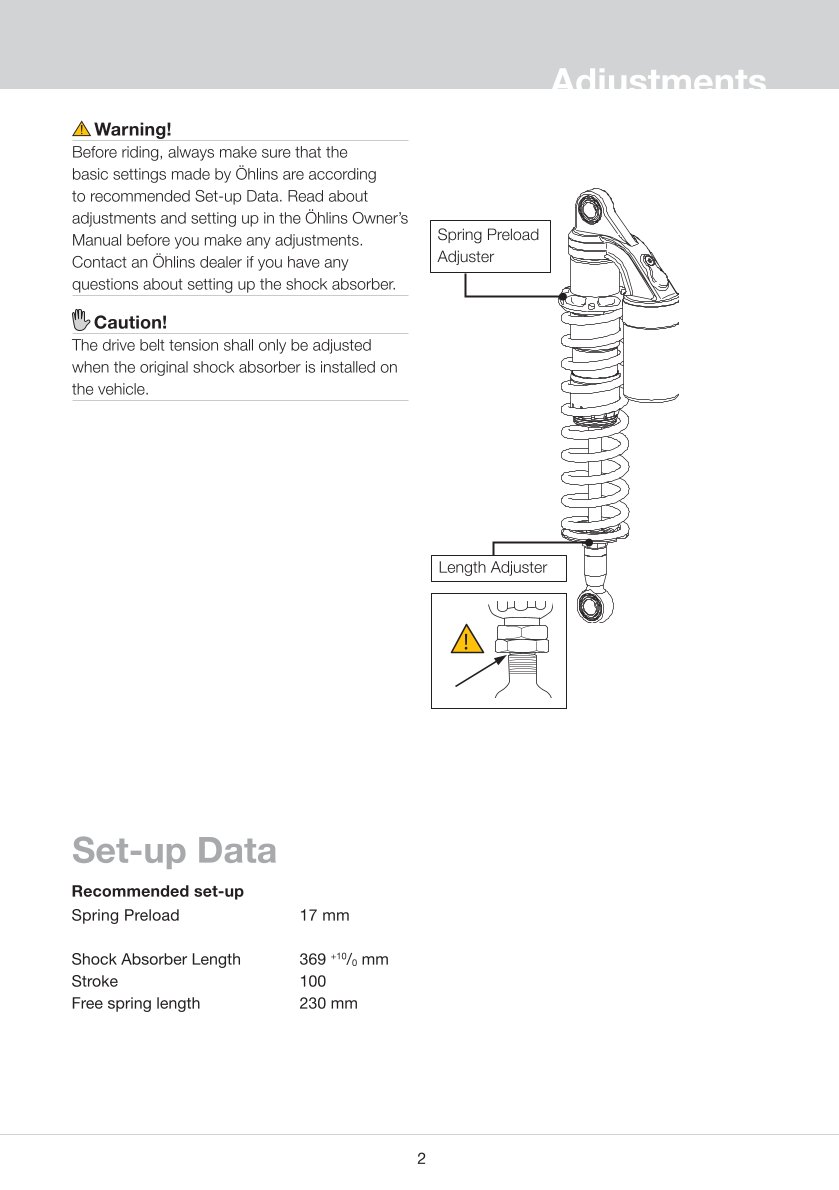 โช๊คหลังแต่ง Ohlins TR927 For Triumph Scrambler 865 ปี 2006-2016