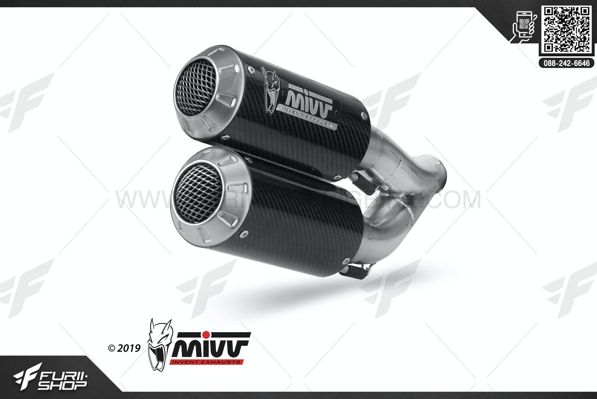 ท่อมอเตอร์ไซค์ MIVV 2 SLIP-ON M3 CARBONIO/CARBON FOR HONDA CB1000R 2018 ท่อแต่ง ท่อสูตร ท่อบิ๊กไบค์ ท่อBigbike ท่อไอเสีย