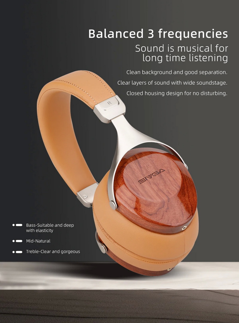 Sivga SV021 หูฟัง Headphone ไดรเวอร์ไดนามิก เสียงเที่ยงตรงสูง ไม้แบบปิดด้านหลัง ประกันศูนย์ไทย