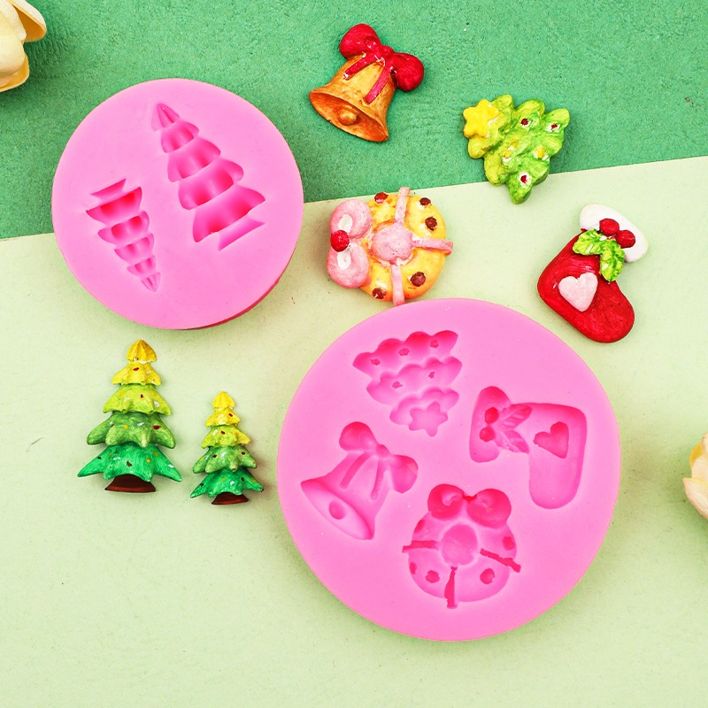 แม่พิมพ์ถุงน่องคริสต์มาสต้นคริสต์มาส แม่พิมพ์เค้กซิลิโคน