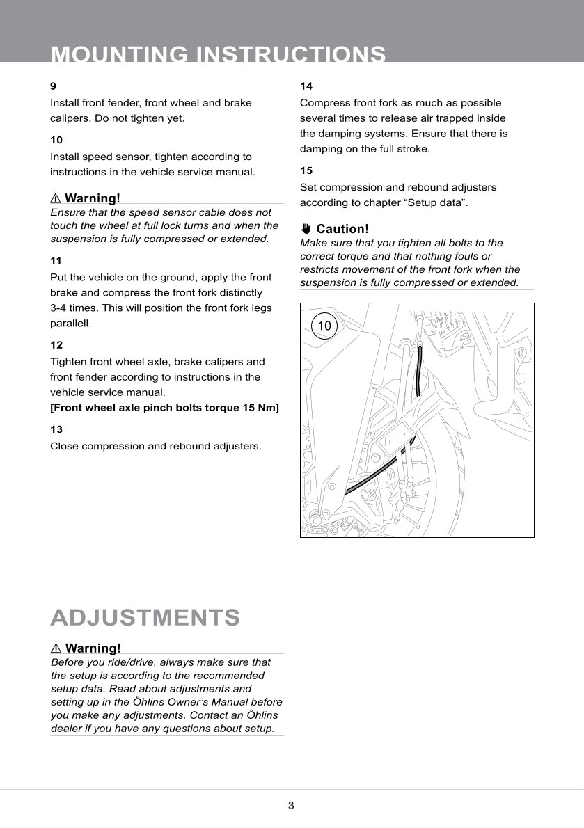 โช้คหน้า OHLINS FFHO101 FOR Honda CRF1100 Africa Twin Adventure Sports DCT (Showa) 2020-2023