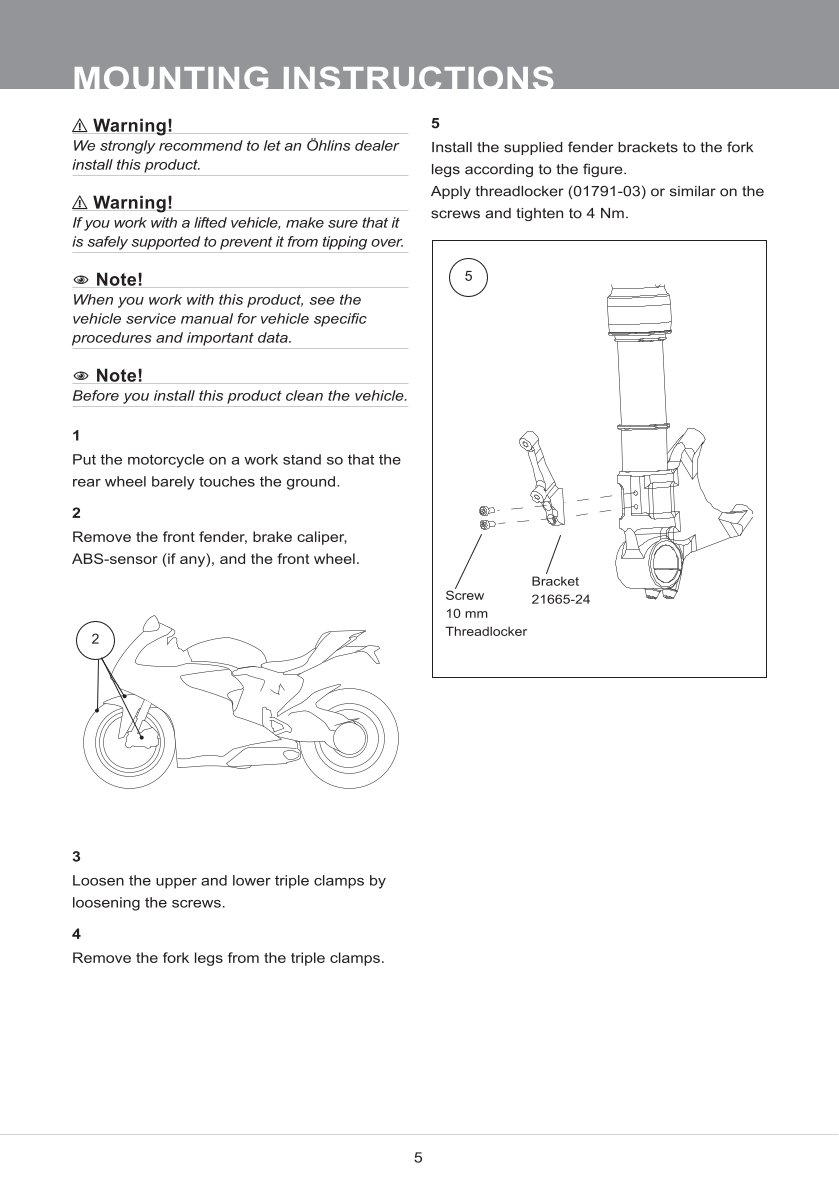 โช้คหน้า OHLINS FGR254 FOR Ducati Panigale V4 2020-2023
