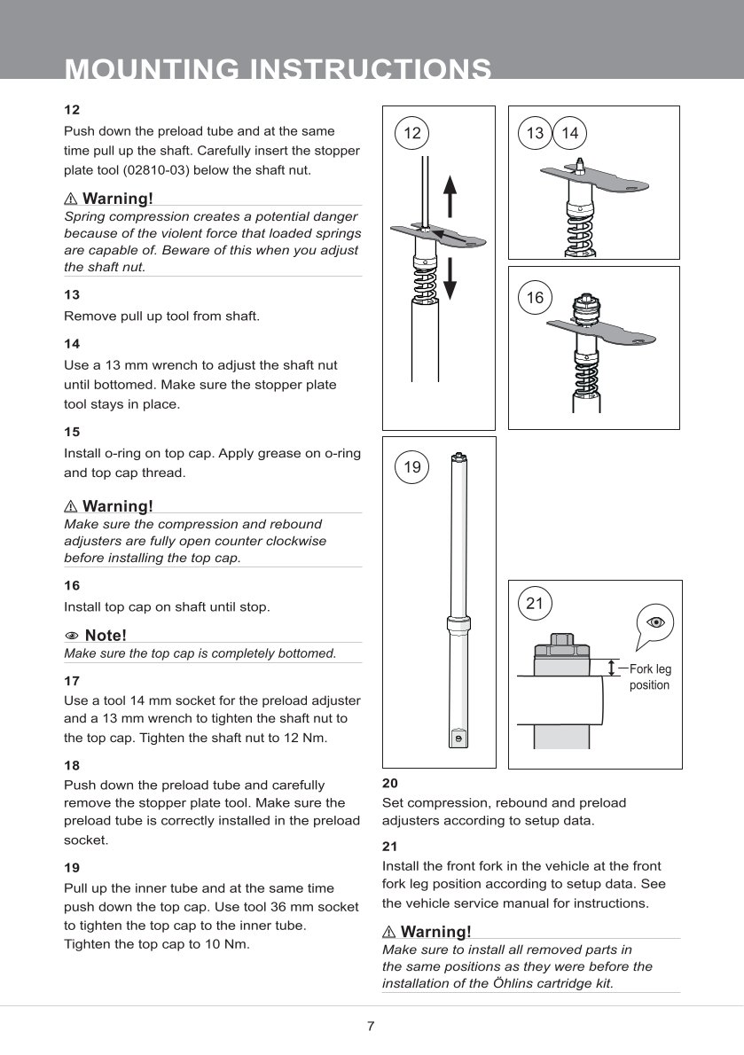 สปริงโช้คหน้า Ohlins FKS217 For Suzuki SV 650 2017-2024