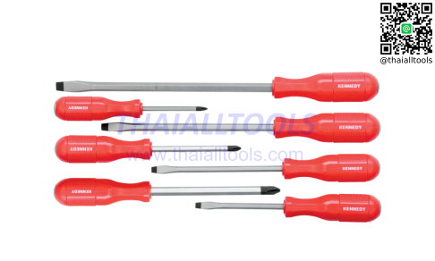 ไขควงตอก ปากแบน POUND THRU' HI-GRIP SCREWDRIVER SET 7-PCE KENNEDY