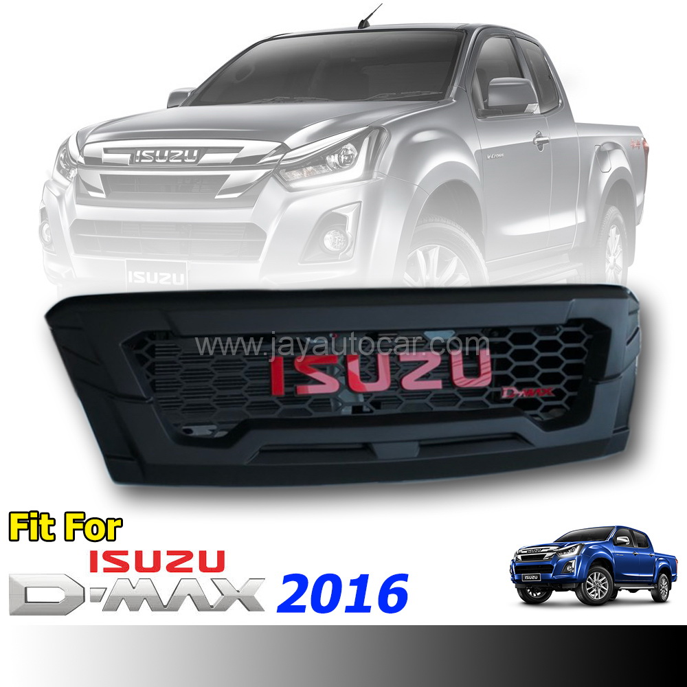 กระจังหน้าแต่ง กระจังหน้า LED สีขาว รถกะบะ Isuzu Dmax 1.9 2016-2019 โลโก้แดง Isuzu ขนาดใหญ่ สำหรับ รถกะบะ อีซูซุ ดีแม็กซ์ 2016-2019