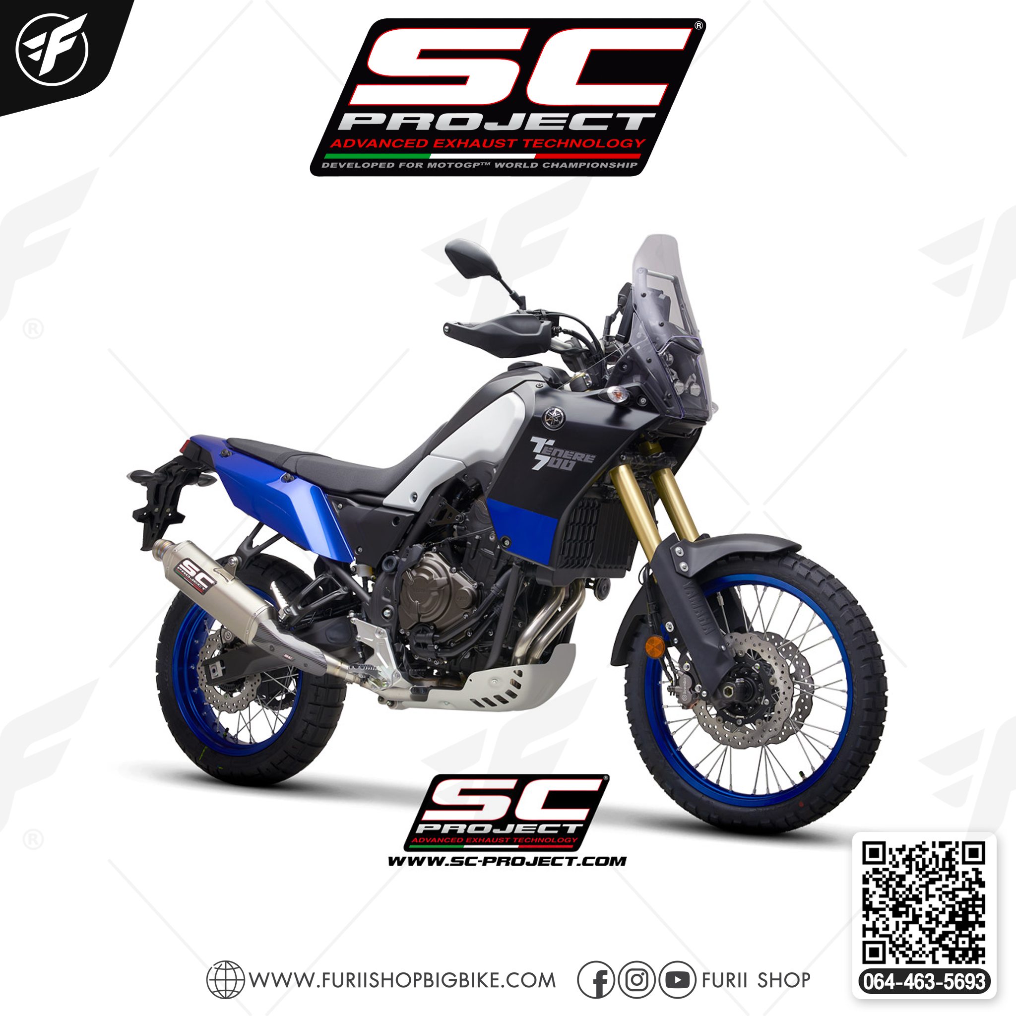 YAMAHA TENERE 700 (2019 - 2020) Rally Raid Muffler, titanium, with titanium end cap