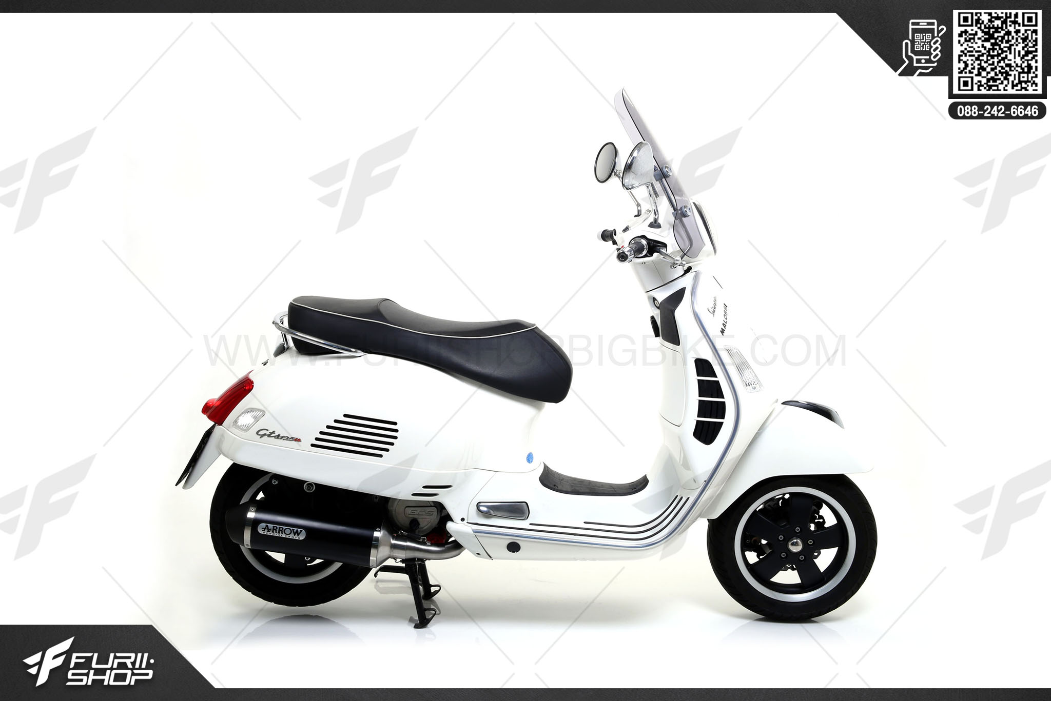ท่อมอเตอร์ไซค์ Arrow GTS300 Black FOR VESPA GTS 250/300 2013+ ท่อแต่ง ท่อสูตร ท่อบิ๊กไบค์ ท่อBigbike ท่อไอเสีย