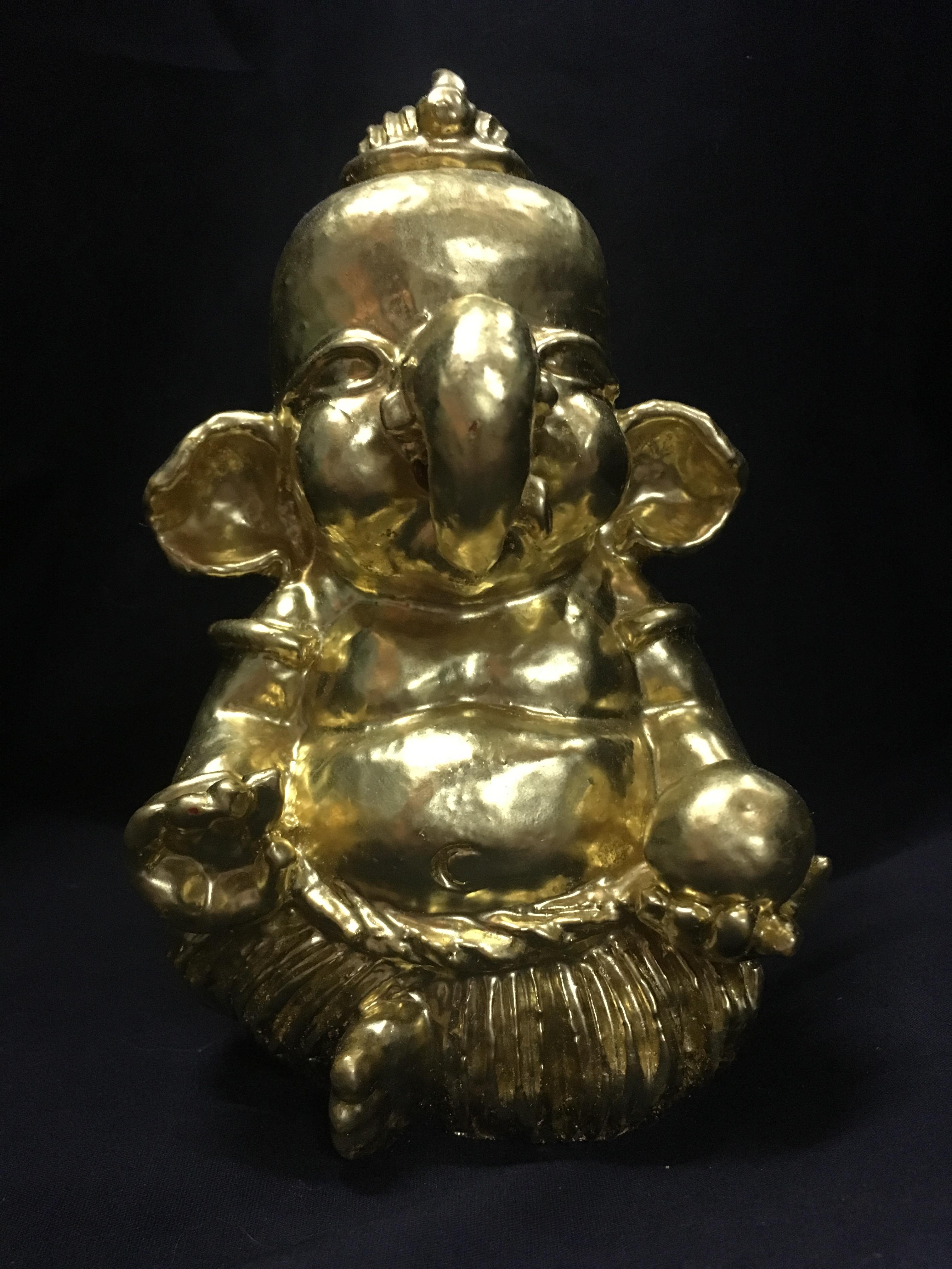 พระพิฆเนศ ปางเด็ก ถือลูกแก้ว ปิดทอง