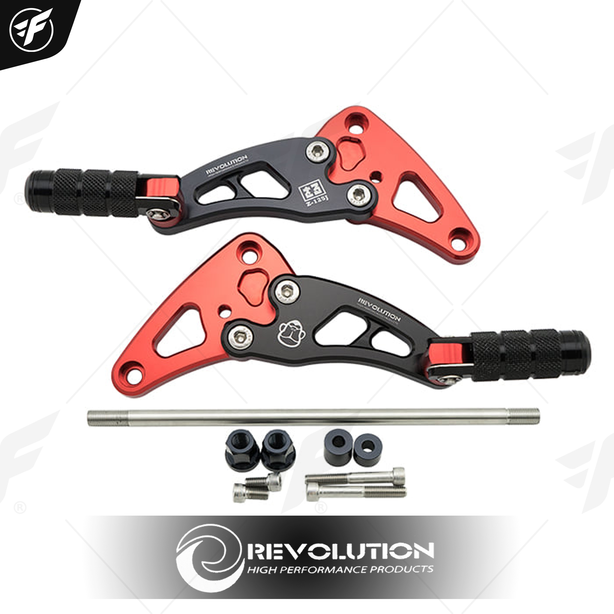 ชุดสเตร์พักเท้าหลัง 2ชิ้น REVOLUTION V2 MONKEY-125 ดำตัดแดง