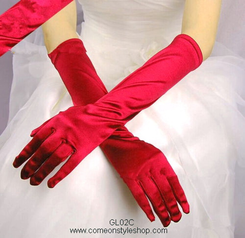 ถุงมือออกงาน แบบยาว 15 นิ้ว ผ้าซาติน เรียบหรู วินเทจสไตล์ ถุงมือเจ้าสาว ออกงาน การแสดง ปาร์ตี้ Long gloves