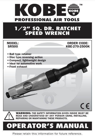 ประแจลม SR500 ขนาด 1/2 นิ้ว 150RPM แรงบิด 68Nm | ทนทาน ใช้งานหนัก