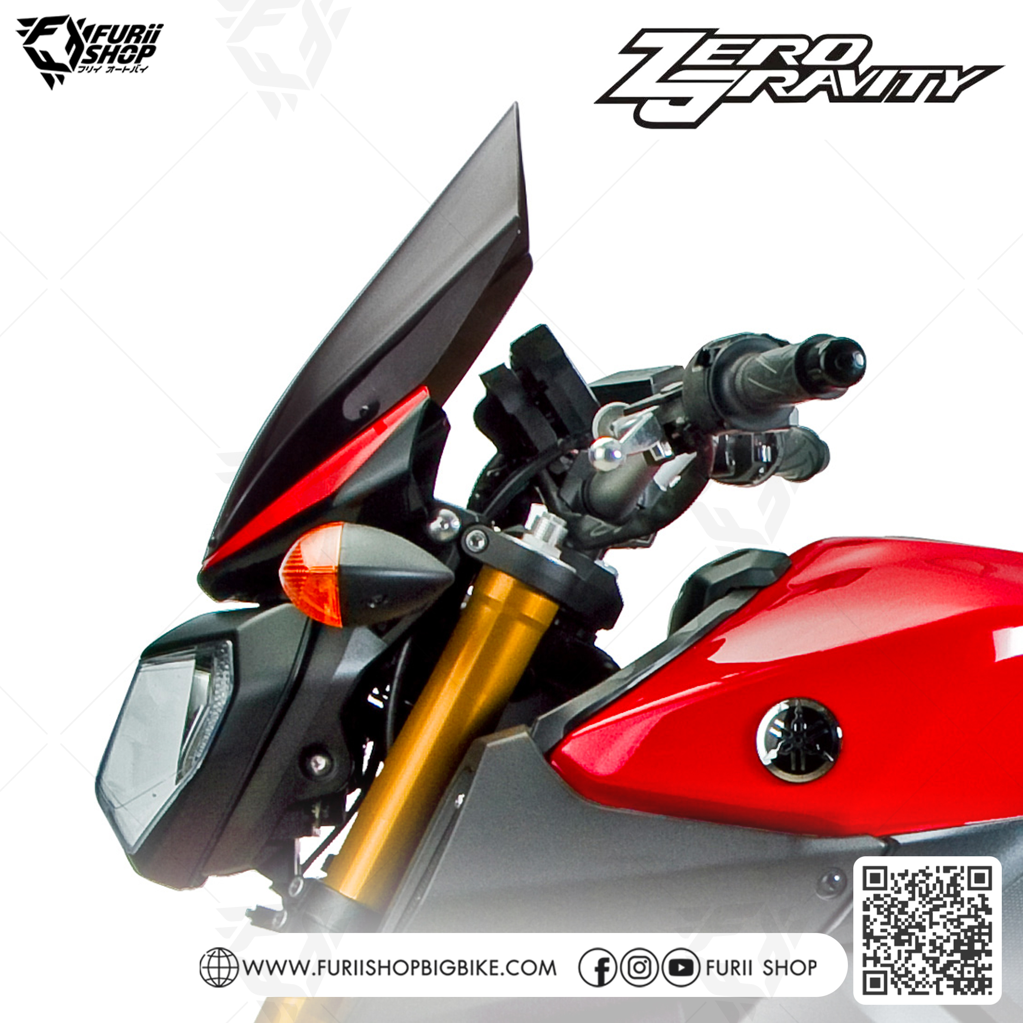 ชิลด์หน้า Zero Gravity Windshield Touring : for Yamaha FZ09/MT09 2014-2016