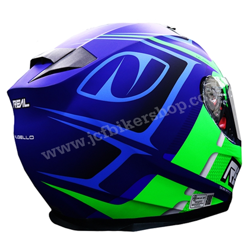 หมวกกันน็อค REAL T-Hawk Mugello น้ำเงิน-เขียว(ด้าน)