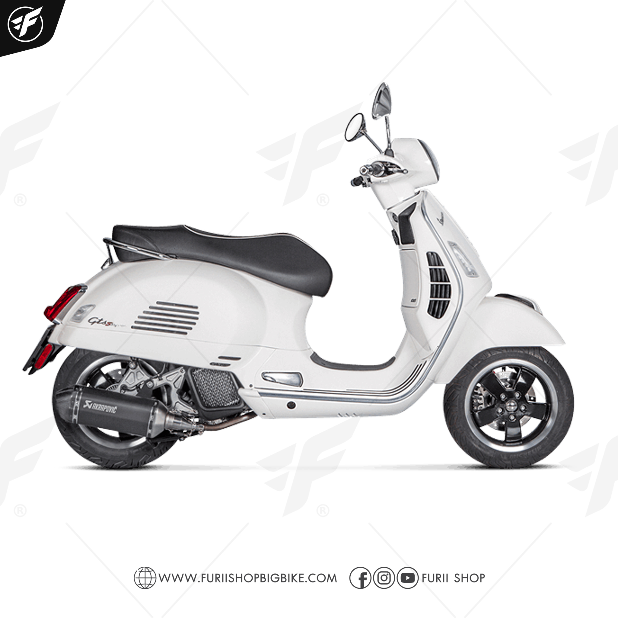 ท่อ Akrapovic Slip on Black Catalytic for Vespa GTS150 i-get 4v 2018-2022