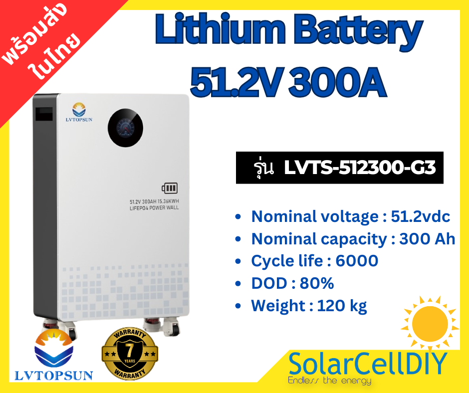 Lithium Battery แบรนด์ LVtopsun ขนาด 51.2V 300A(แบตเตอรี่ ลิเที่ยม 51.2V 300Ah)