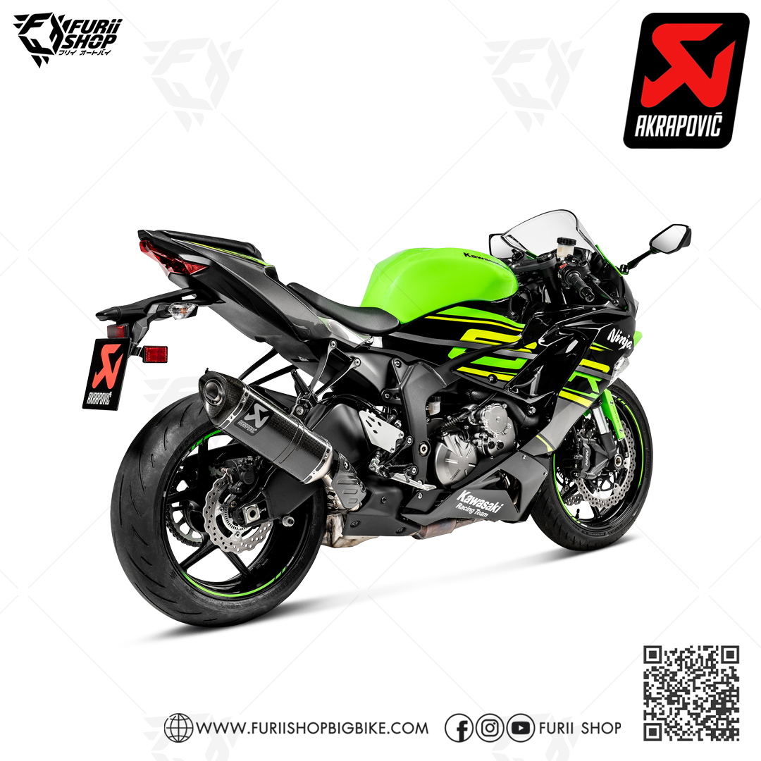 ท่อแต่ง Akrapovic Slip on Carbon New shape Servo + Heat Guard Logo Aluminium : for Kawasaki ZX6R 2019-2022