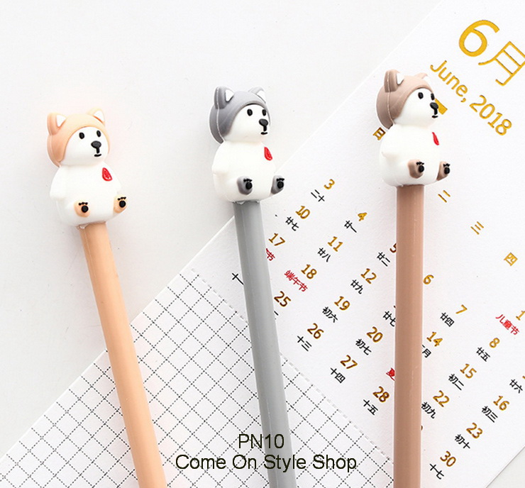 ปากกาหมาน้อย ไซบีเรีย ปากกาเจลการ์ตูน มุ้งมิ้ง น่ารัก หมึกดำ 0.5 mm Cartoon Cute Dog Gel Pen Cartoon Stationary Black Ink