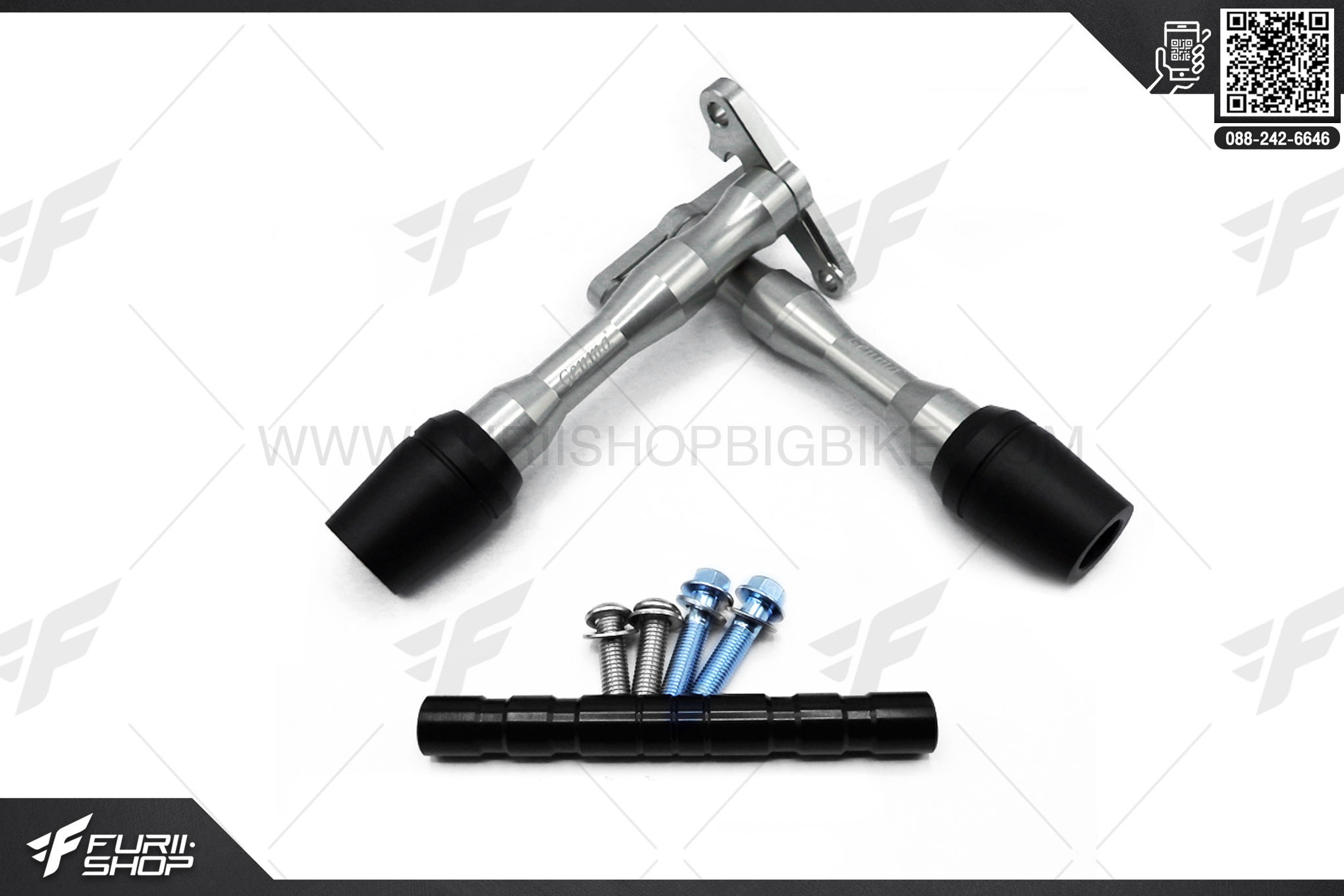 ชุดกันล้มกลาง GENMA รุ่น FKI-Y1028-07 FOR YAMAHA R15 สีเงิน