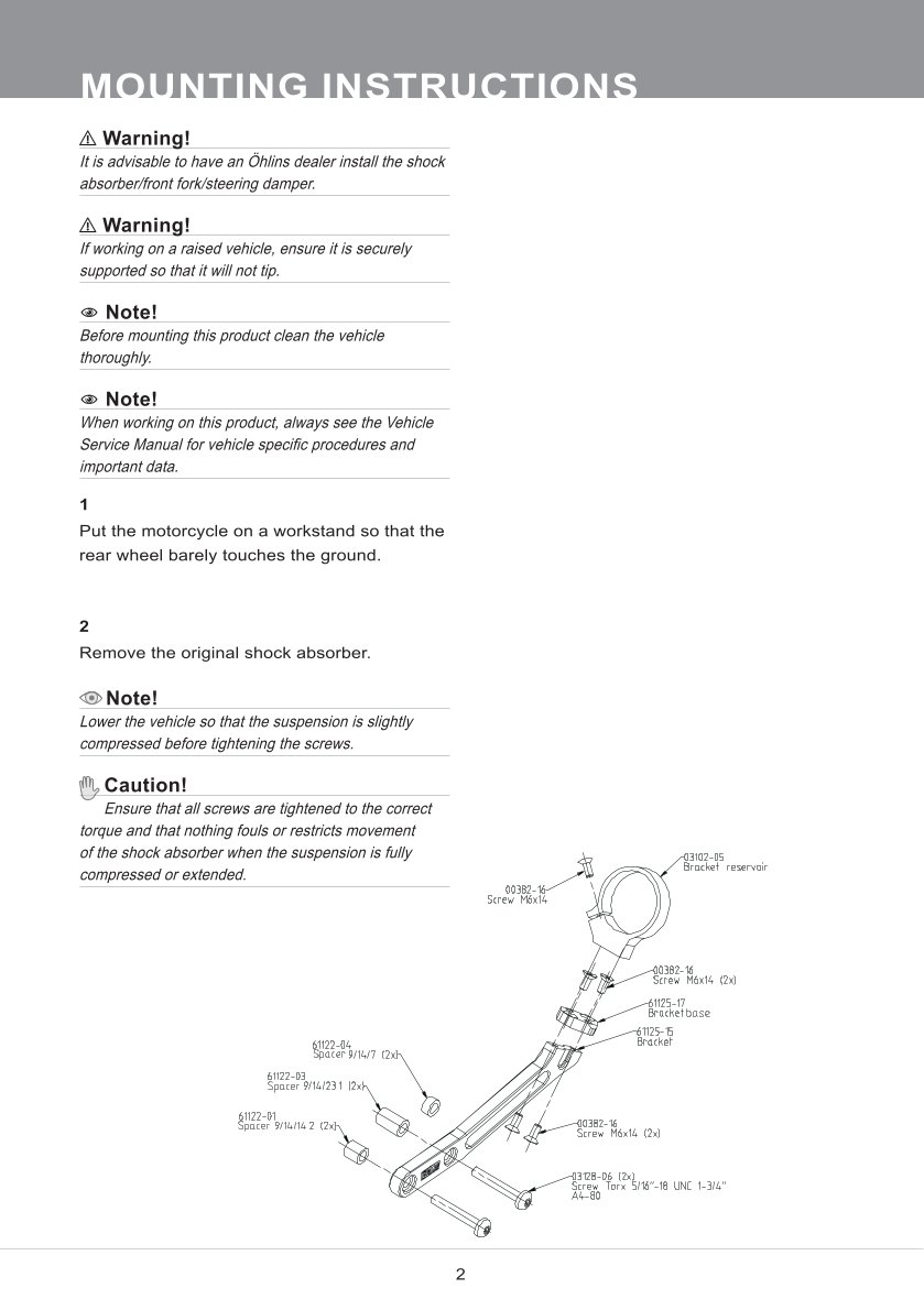 โช๊คหลังแต่ง Ohlins HD779 For Harley-Davidson FL Touring (Road King, Street Glide, Electra Glide etc) 13" ปี 2014-2024