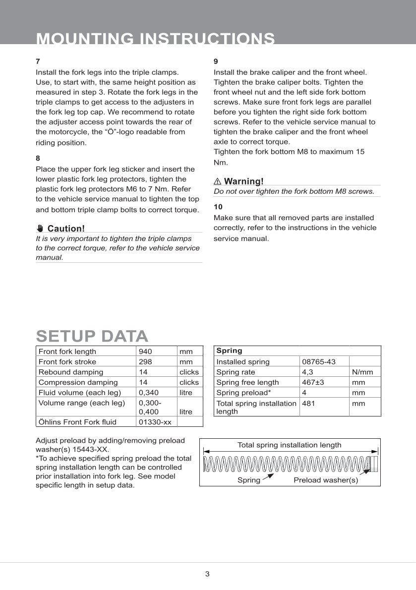 โช้คหน้า OHLINS FFX1303 FOR Sherco 125 SE Factory 2021-2023