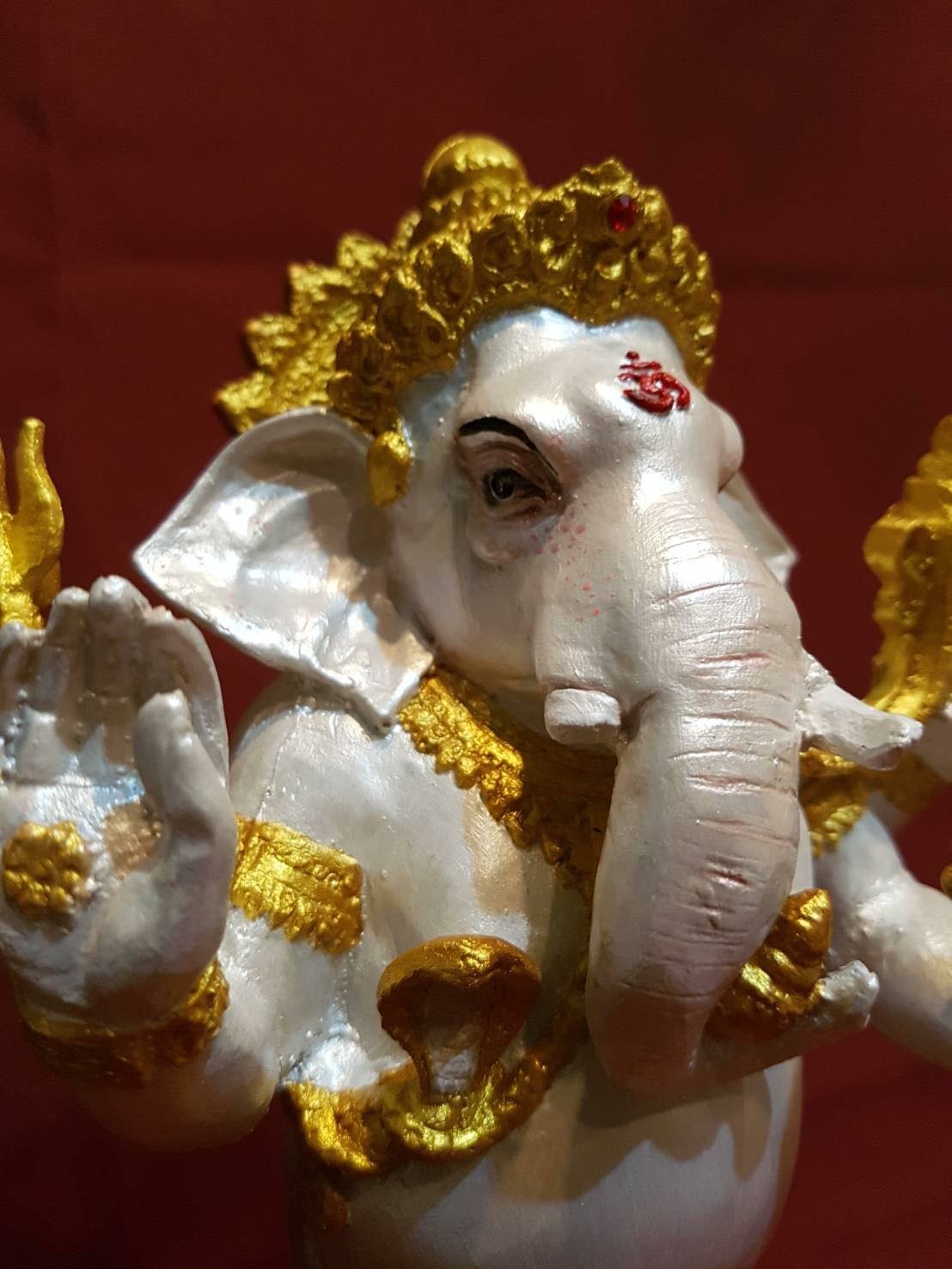 พระพิฆเนศ ปางร่ายรำ องค์สีขาวมุก