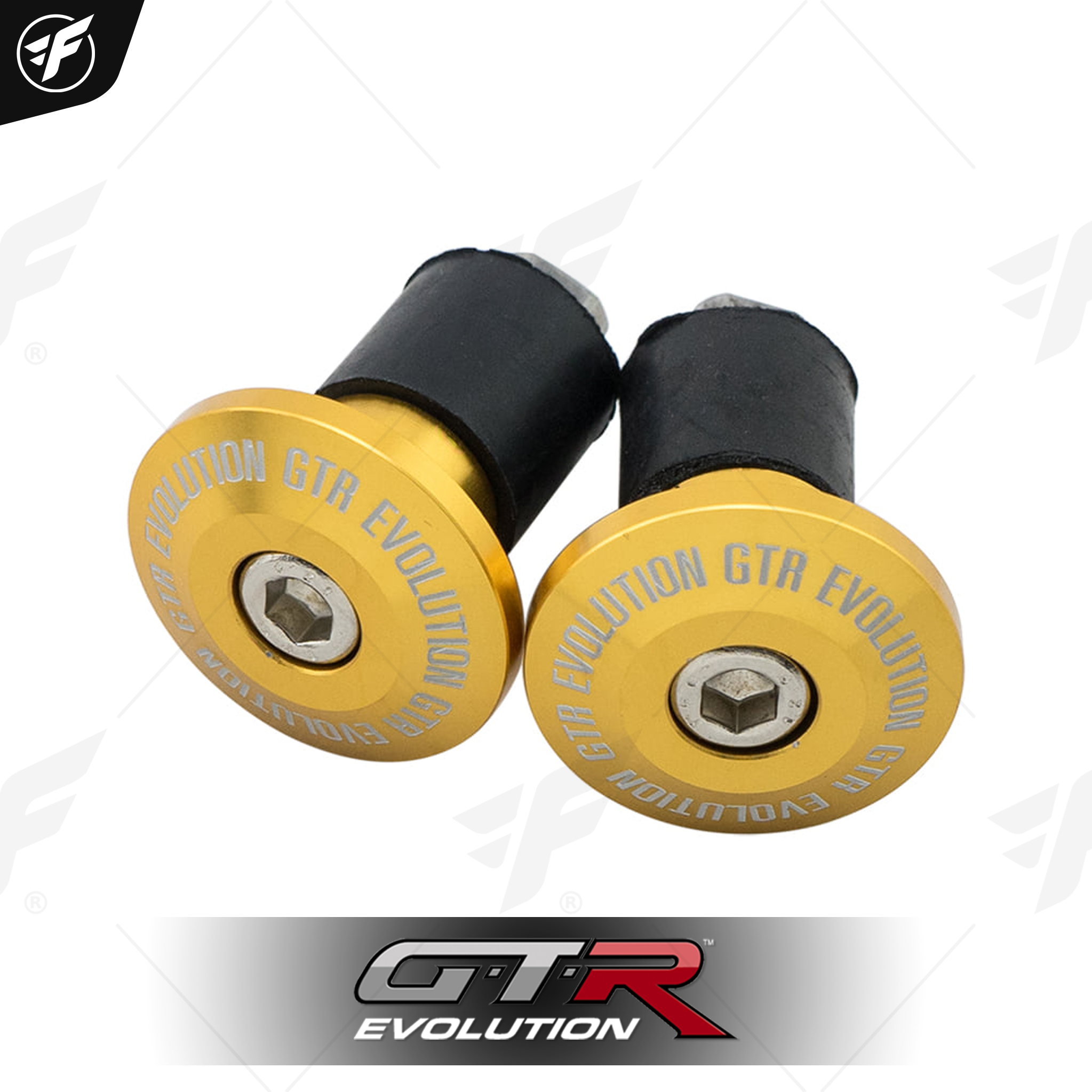 น็อตปลายแฮนด์ CNC GTR (มียาง) ทอง