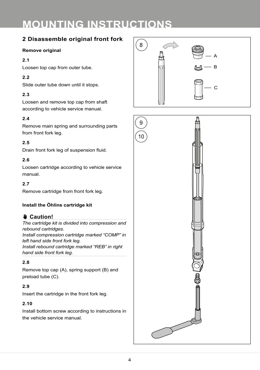 สปริงโช้คหน้า Ohlins FKS513 For KTM 890 Duke 2021-2022