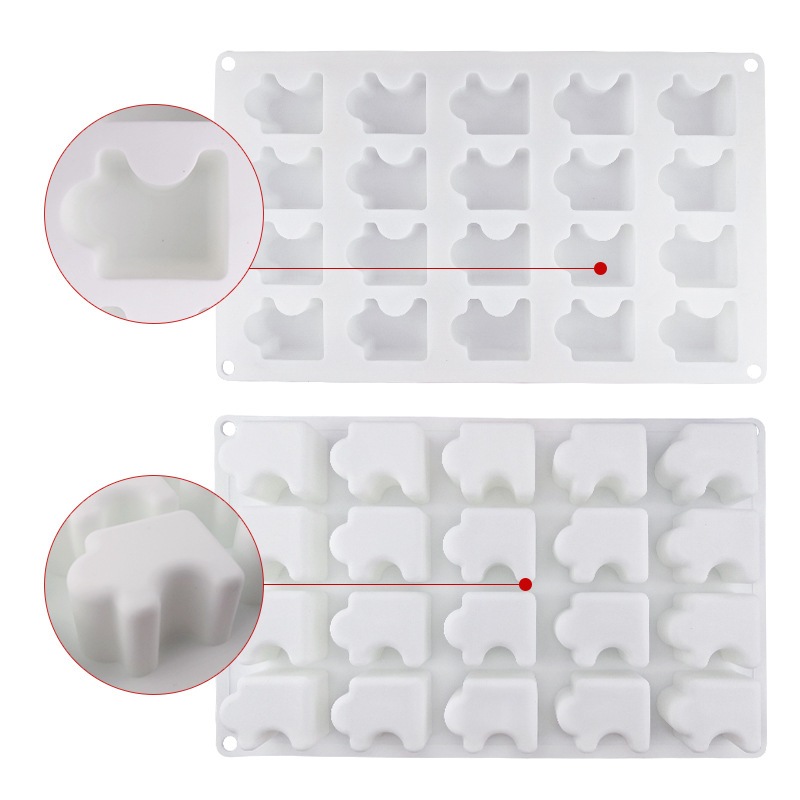 แม่พิมพ์ซิลิโคน จิ๊กซอ DIY แม่พิพม์เค้กมูส 20ช่อง