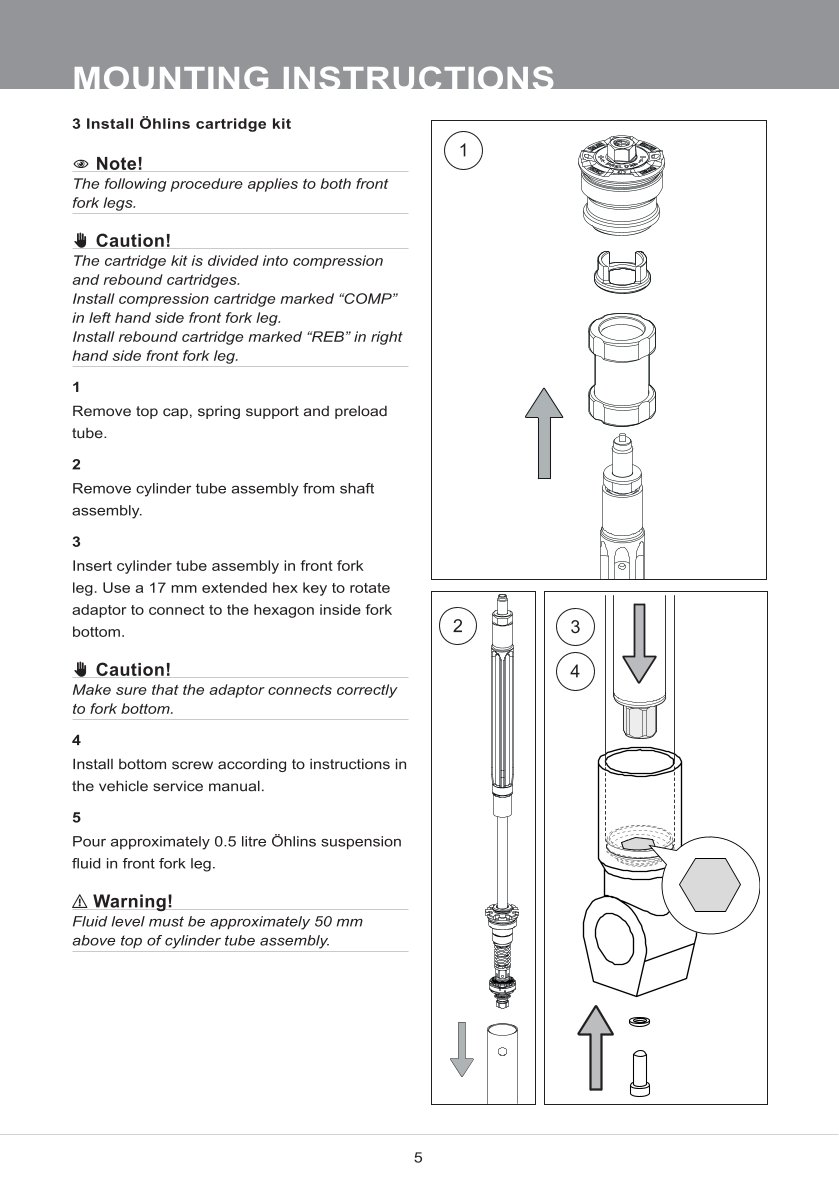 สปริงโช้คหน้า Ohlins FGK240 For BMW M 1000 RR 2021-2023