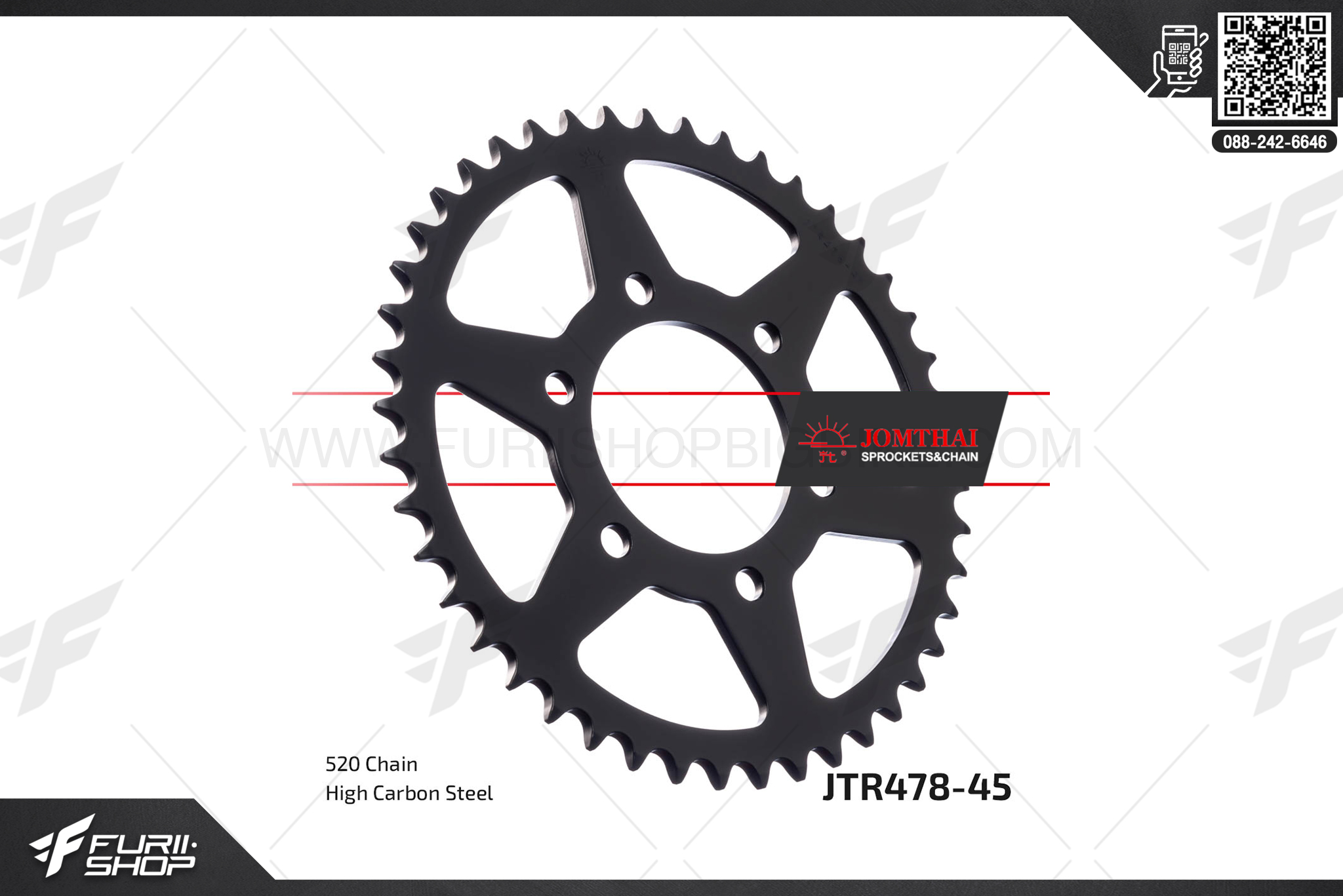 สเตอร์หลัง JOMTHAI (พระอาทิตย์) 45ฟัน รหัส JTR478-45 For Ninja650r, EX650, Er-6n, Z800