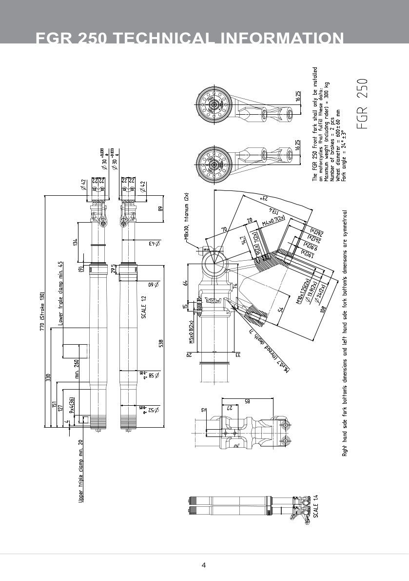 โช้คหน้า OHLINS FGR250 FOR Universal FGR 250 Superbike 770mm All