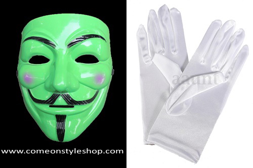 หน้ากาก+ถุงมือ Guy Fawkes จากภาพยนต์เรื่อง V for Vendetta หน้ากากปาร์ตี้