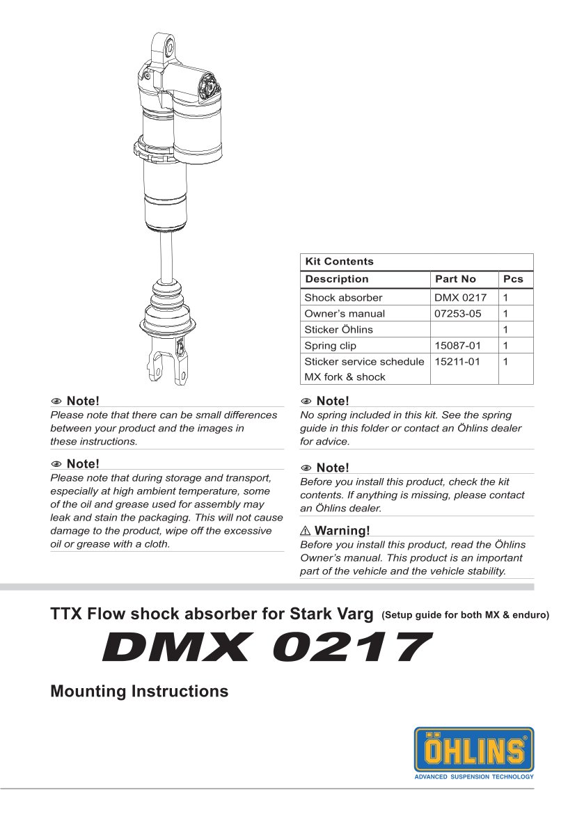 โช๊คหลังแต่ง Ohlins DMX0217 For Stark VARG 2023