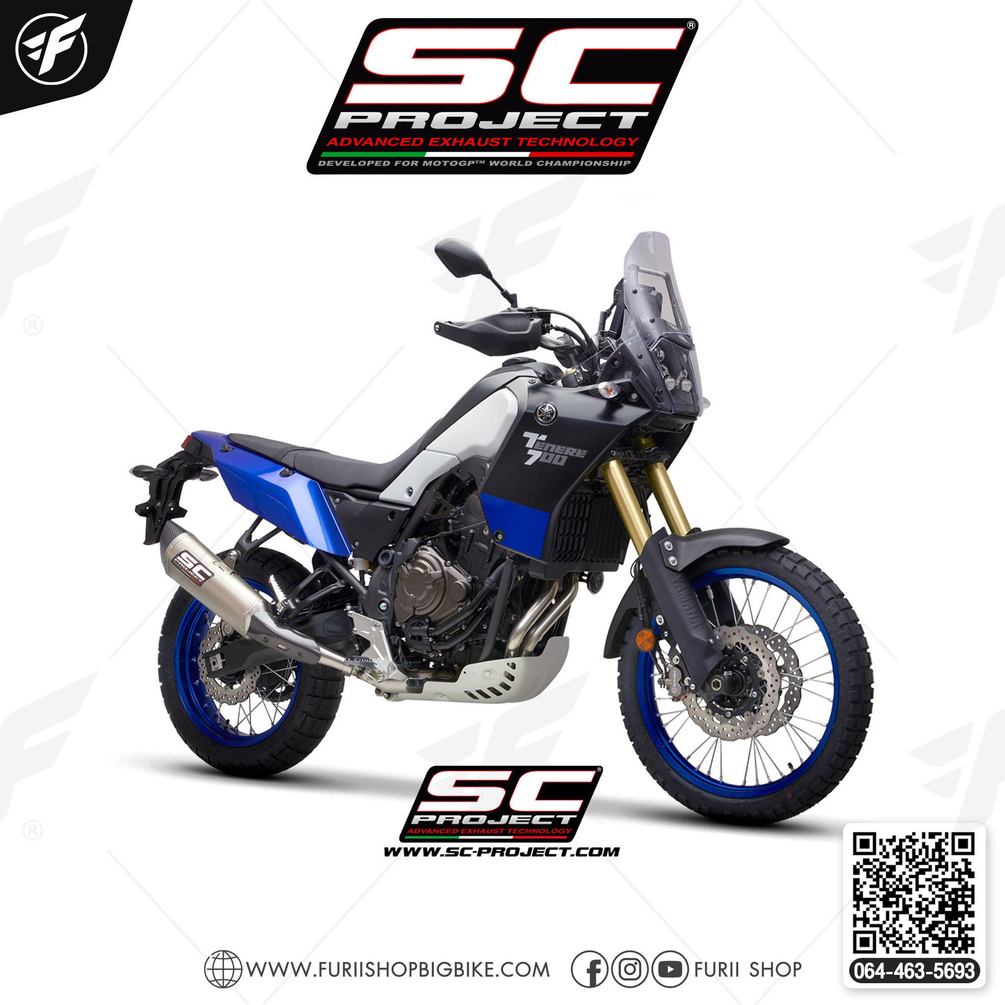 YAMAHA TENERE 700 (2019 - 2020) SC1-R Muffler, titanium, with carbon fiber end cap