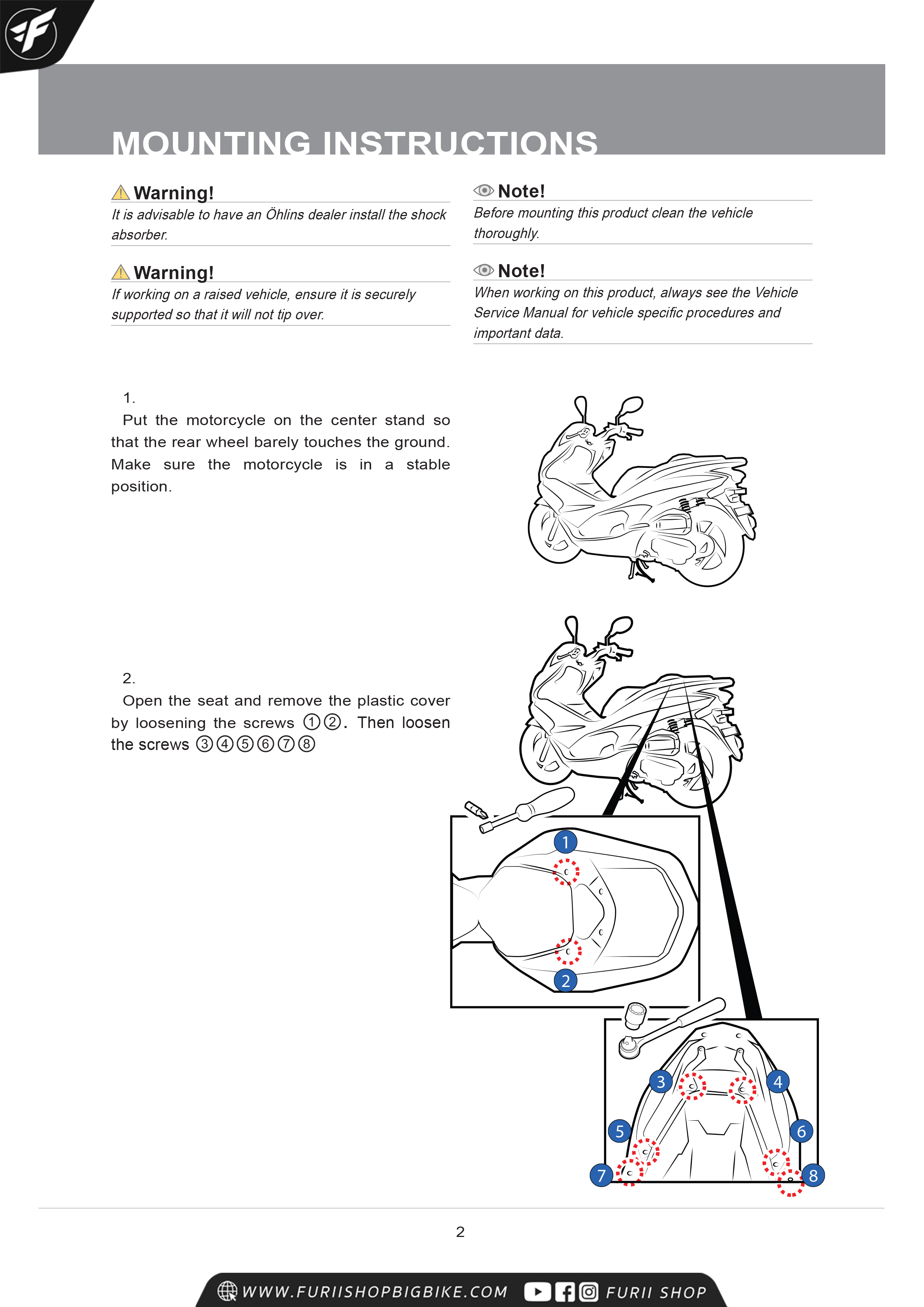 โช๊ค โช๊คอัพ โช๊คแต่ง โช๊คมอเอตร์ไซค์ OHLINS HO 738 FOR HONDA PCX150