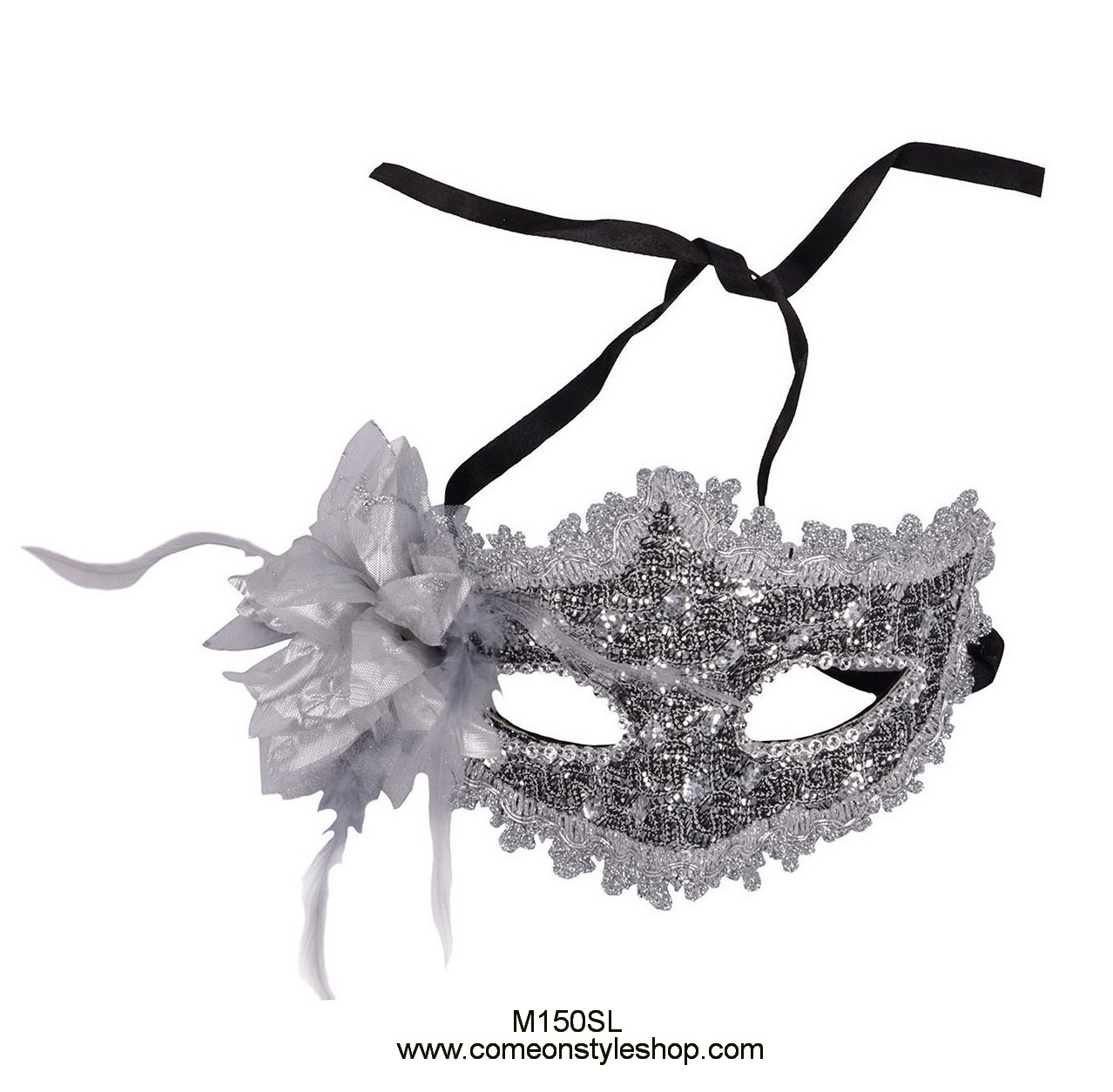 หน้ากากปาร์ตี้สไตล์เวนิสประดับดอกไม้ หน้ากากออกงาน ปาร์ตี้ การแสดง Fancy Masquerade 