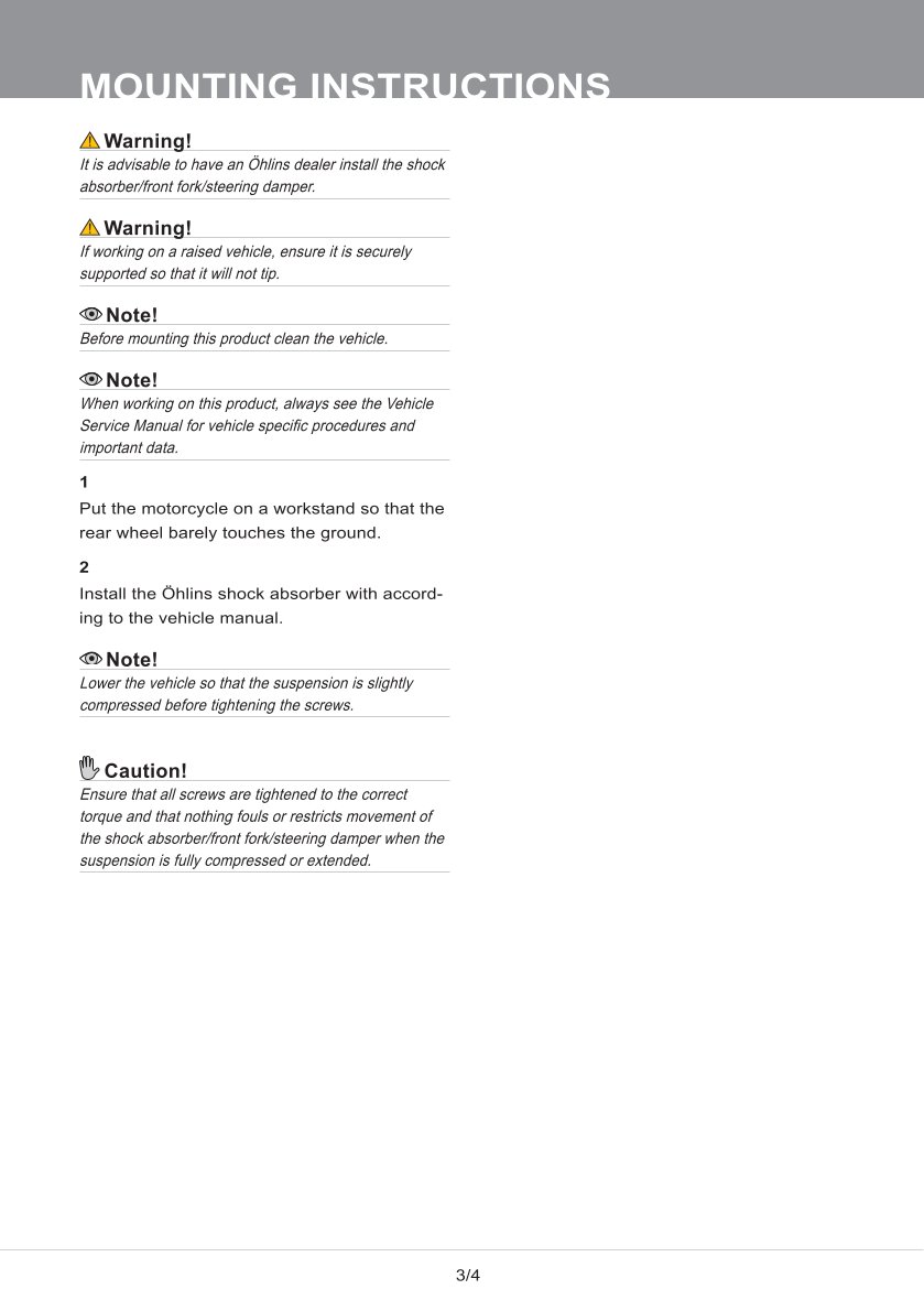 โช๊คหลังแต่ง Ohlins DMX0001 For Husqvarna TC 65 ปี 2016-2023