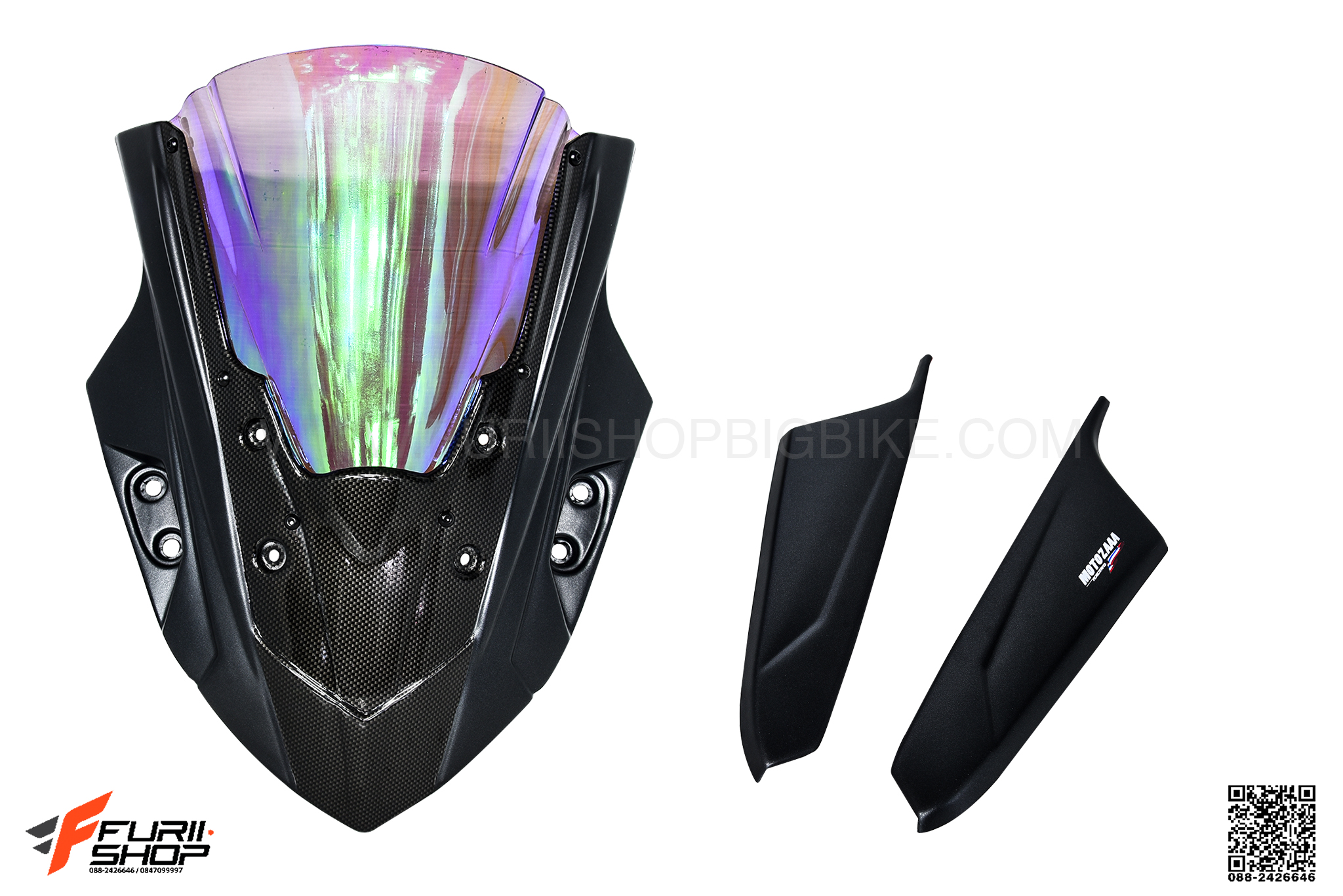 ชิวหน้า MOTOZAAA RAIJIN V3 สีดำ ชิวรุ้ง FOR HONDA CBR650F