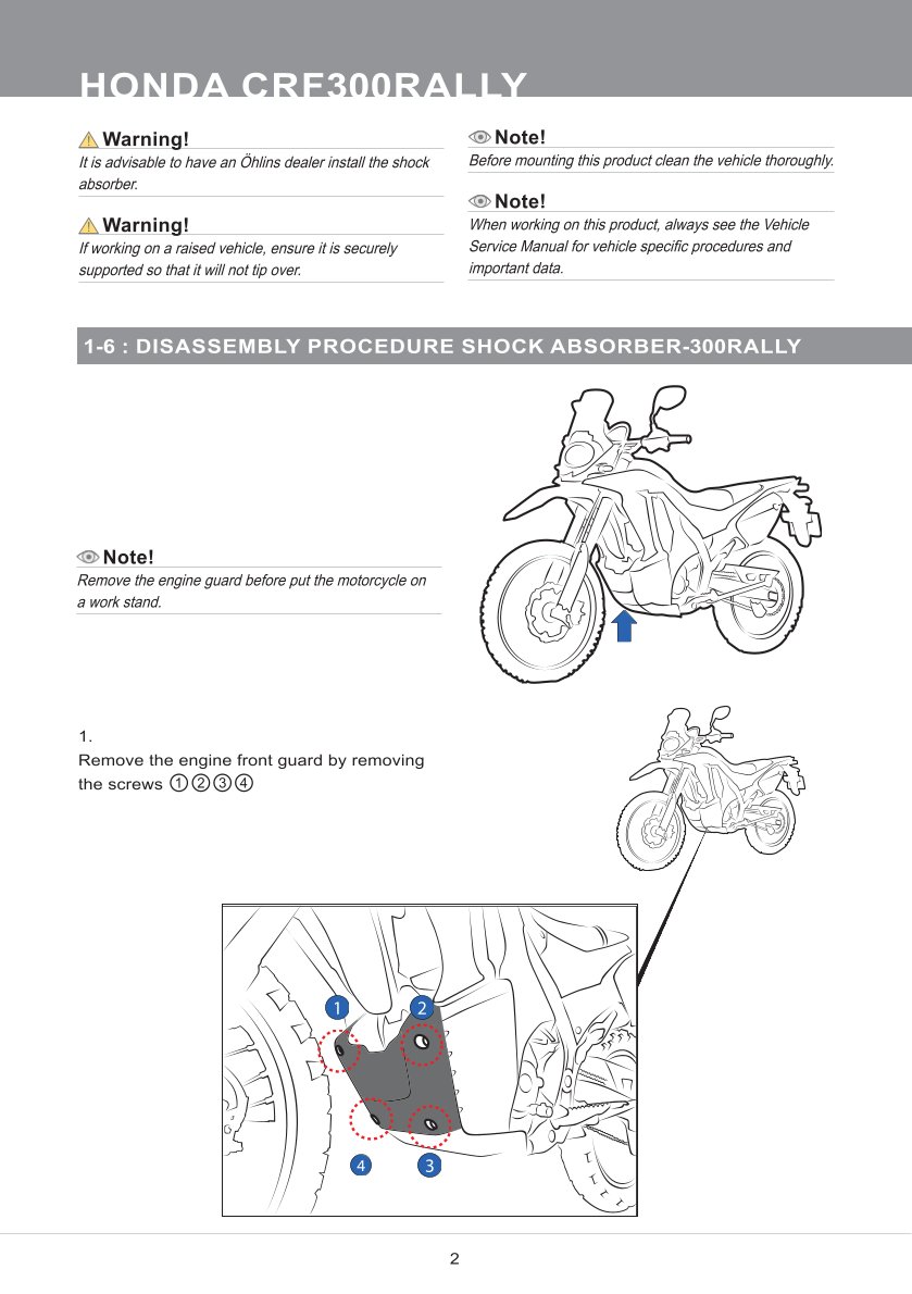 โช๊คหลังแต่ง Ohlins HO213 For Honda CRF 300L (US/EU Version) ปี 2021-2023