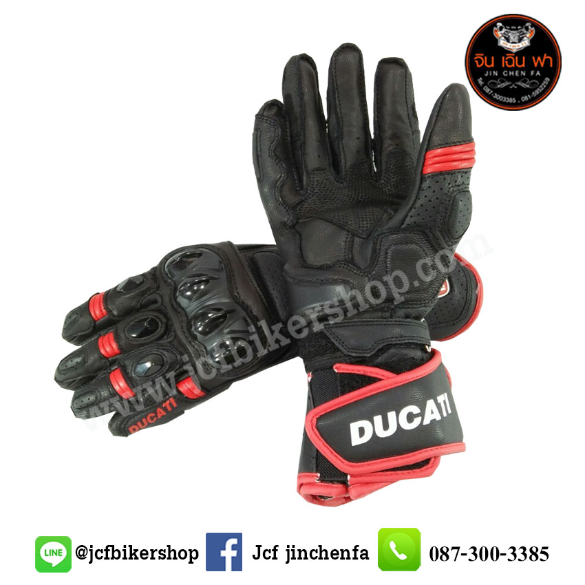 ถุงมือมอไซค์ ถุงมือมอเตอร์ไซค์ ถุงมือขับมอเตอร์ไซค์ ถุงมือ DUCATI ข้อยาว V2