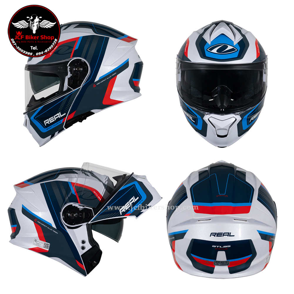 หมวกกันน็อคเต็มใบเปิดคางได้ Real Helmets ATLAS STRATUS หมวกกันน็อค Flip-Up สไตล์สปอร์ต ยกคางได้ เท่ล้ำทุกมุมมอง