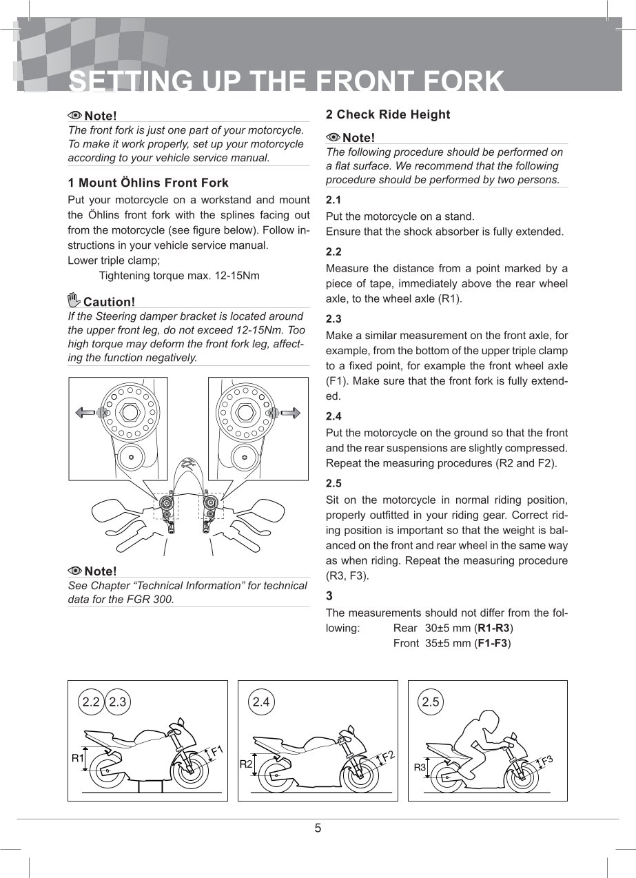 โช้คหน้า OHLINS FGR300 FOR Universal FGR 300 Superbike 750mm All