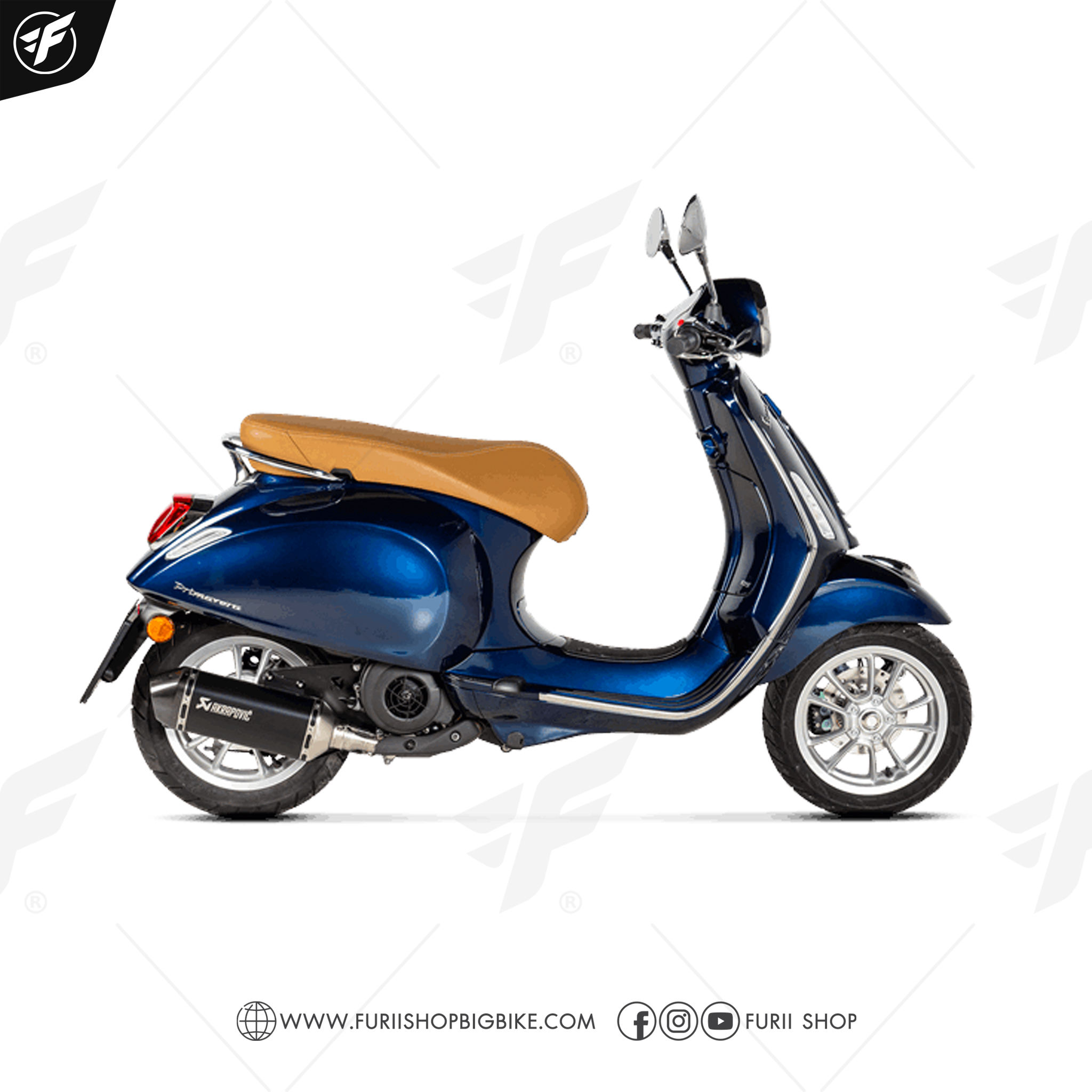 ท่อ Akrapovic Slip on Black Catalytic for Vespa LX125/150 3V2016-2021, Primavera-Sprint 150