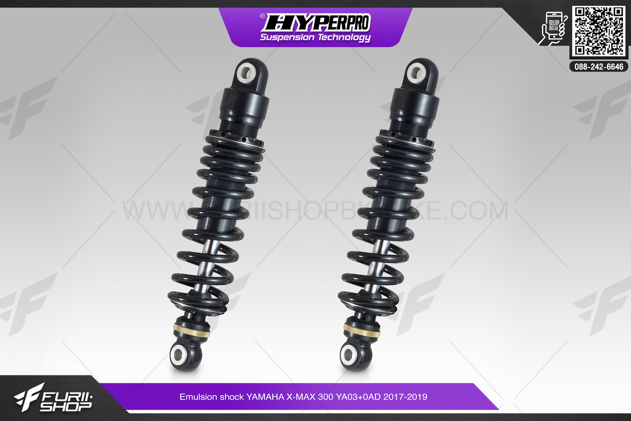 โช้คอัพหลัง HYPERPRO Emulsion Shock YAMAHA X-MAX-300 YA03+0AD 2017-2019