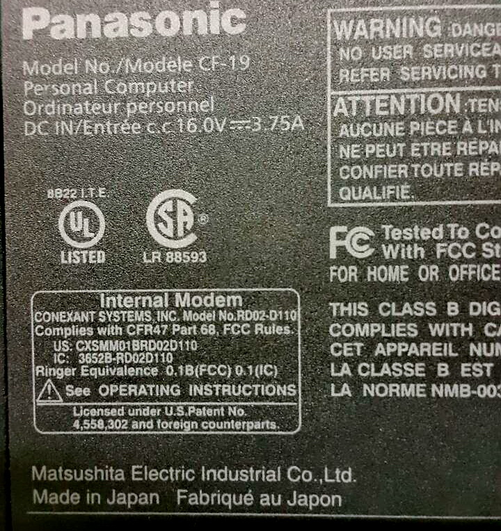 Panasonic CF-19 TOUGHBOOK Laptop (มือสอง)